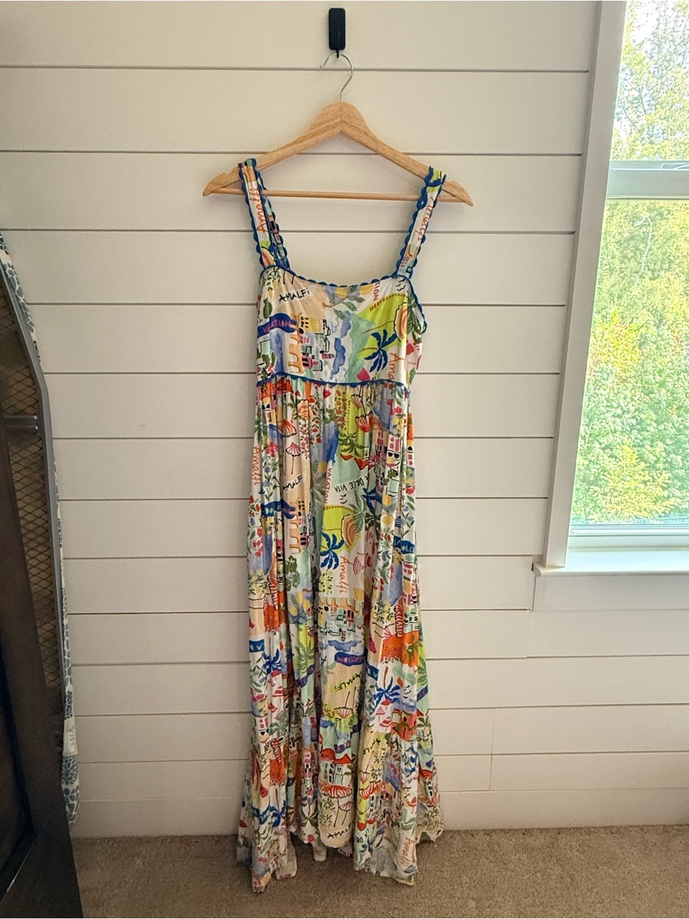 White Closet Elements Amalfi Italy Print Maxi Dress Size M